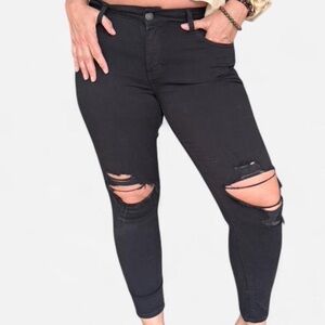 American Eagle Outfitters Black Ripped Skinny Jeans